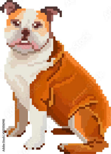 bulldog animal pixel art style illustration