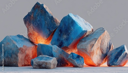 Fototapeta Naklejka Na Ścianę i Meble -  Abstract pile of blue and orange rocks