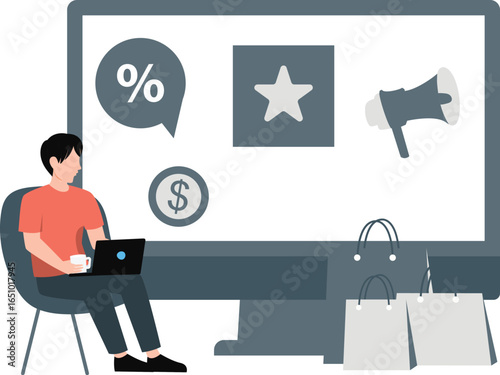 Man arranging discount offers