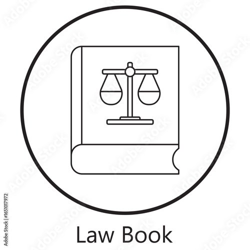 Law Book Icon, Criminal Law Handbook, Civil Code Compendium, Family Law Digest, Labor Law Manual, Property Law Guide, vector