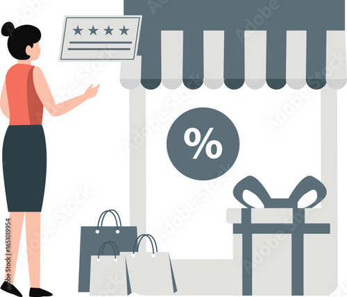 Young lady getting rewarding gift on shopping