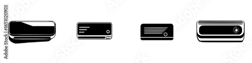 Various air conditioning units displayed in a clean, minimalist setting showcasing their sleek designs and modern features
