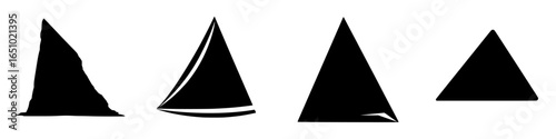 Unique geometric shapes and sailing boat silhouettes displayed in a minimalist black and white style