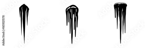 Abstract black drip shapes showcasing artistic fluidity in design
