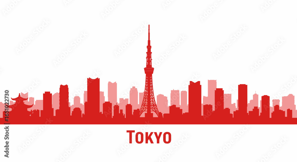 Naklejka premium Vintage Washington DC Skyline Red Vector