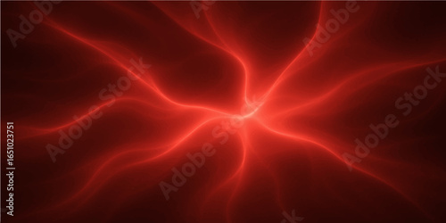 Abstract red silk and satin background with flowing waves and light rays design