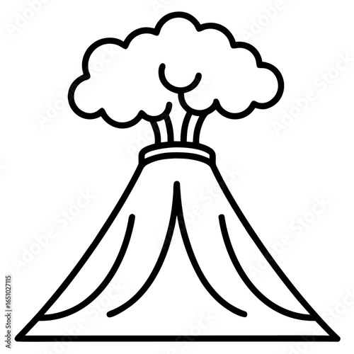 Flat design vector of volcano eruption with smoke and lava