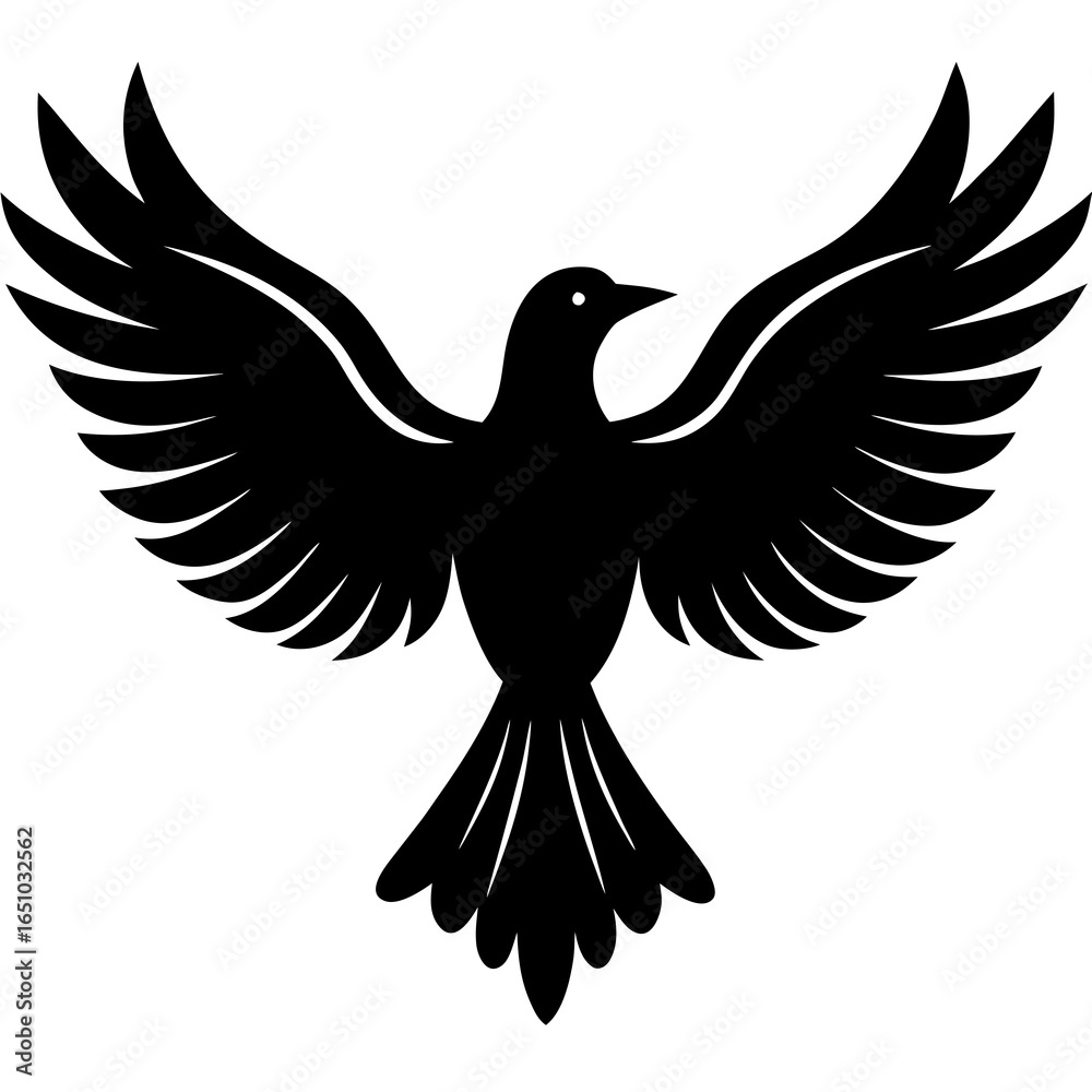 Obraz premium Bird wings spread vector silhouette 