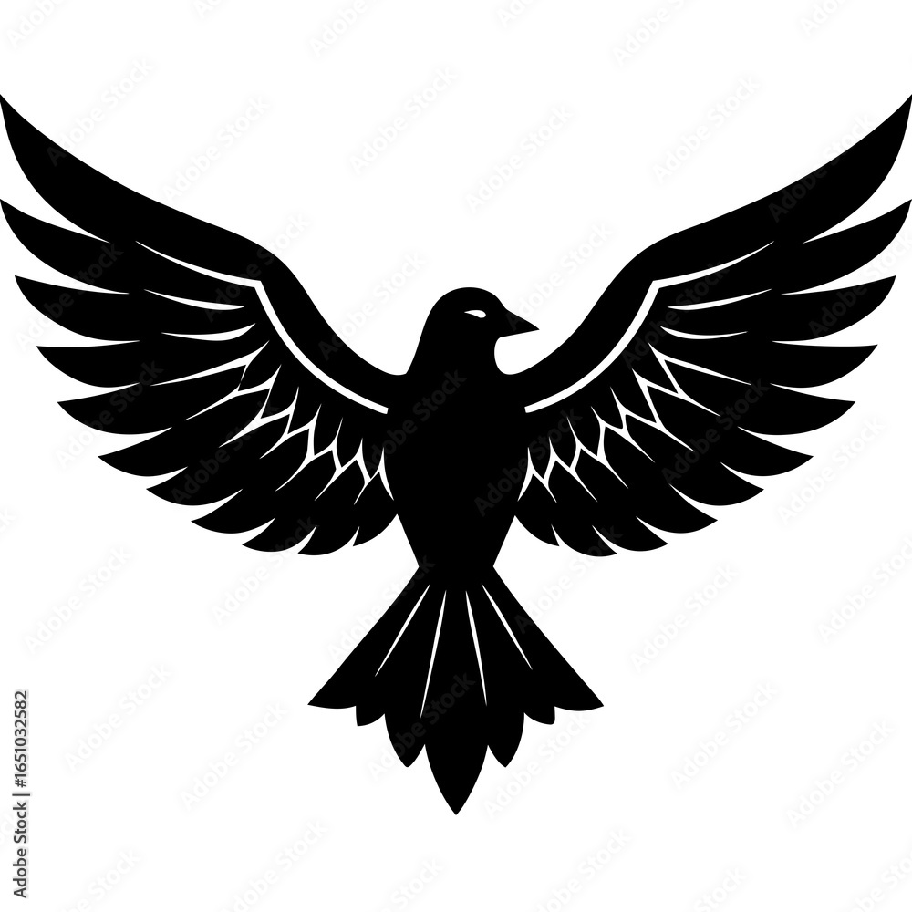 Fototapeta premium Bird wings spread vector silhouette