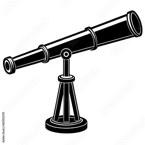 Vector silhouette of a spectroscope made of wood and brass