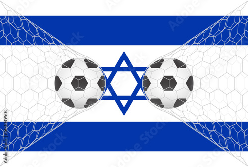 Flag of Israel with Soccer Ball. Football Championship Concept. Vector Illustration.