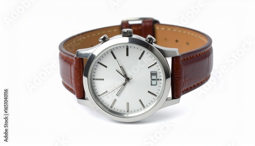 Wallpaper Mural "Minimalist wristwatch with leather strap, isolated on white background, high-resolution product photo"
 Torontodigital.ca