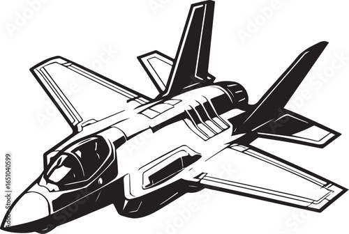 F35 Fighter Jet Silhouette Vector Illustration