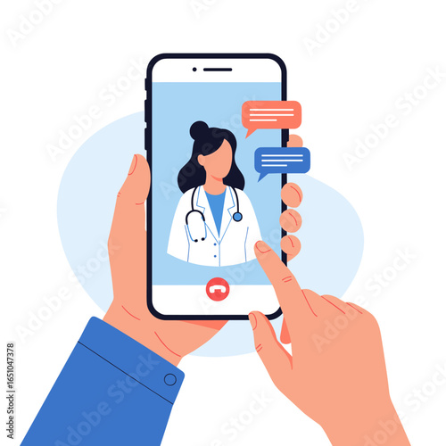 Online healthcare consultation via mobile phone doctor communication technology