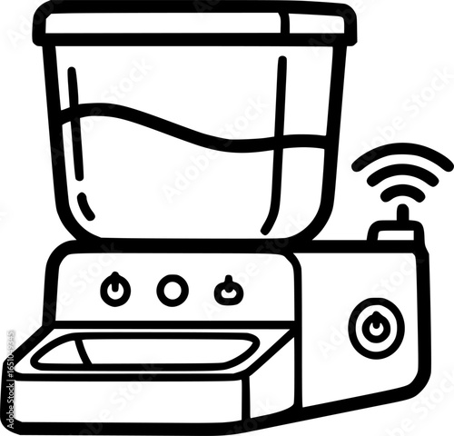 Smart pet feeder outline icon vector

