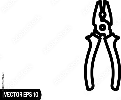 Pliers tool outline icon vector
