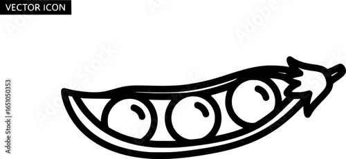Peas in pod outline icon vector
