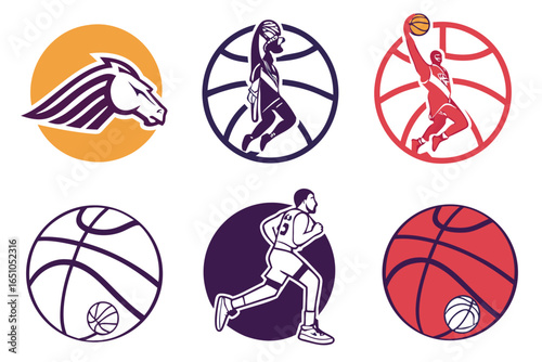 Collection of basketball related graphics and icons