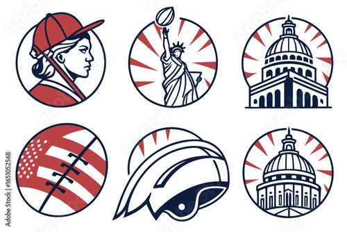 Collection of american symbols and sports icons