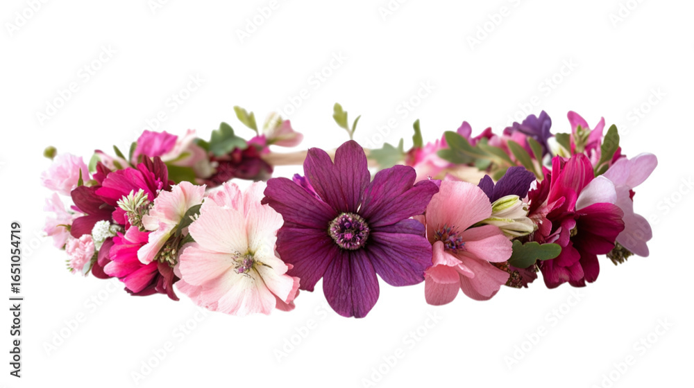 Fototapeta premium • A handcrafted flower crown as a Mother’s Day gift, isolated on white background in HD 