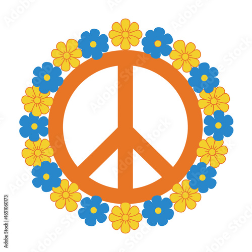 Peace Symbol Decorated with Colorful Flowers