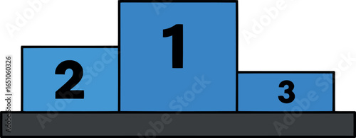 Blue victory podium with numbers 1 2 3