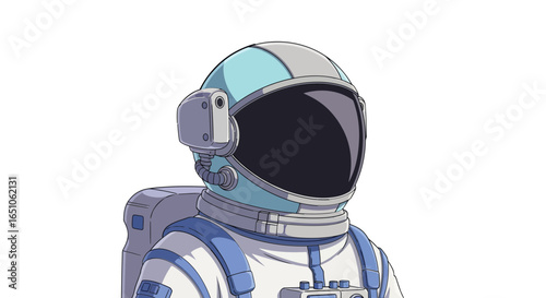 Astronaut in Space Suit on White Background