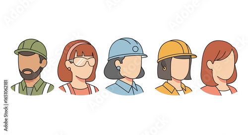 Diverse Professional Construction Workers Group Illustration