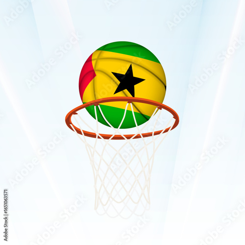 Sao Tome and Principe Flag Basketball Scoring Through Hoop.