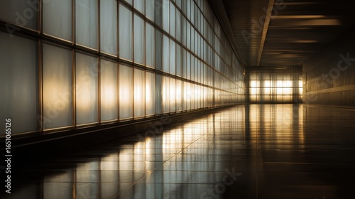 Modern corridor  sunlit windows  empty space  interior view  architecture