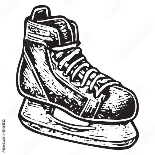 Vintage hockey skates retro sketch