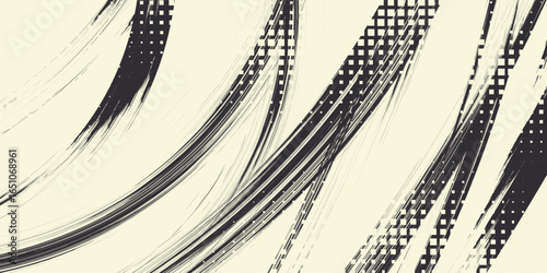 Hand drawn grainy green brush stroke with spray texture. Rough thick brush stroke texture. Grunge distress damaged old banner with zigzag bold line. Spray green trend paint effect vector background.