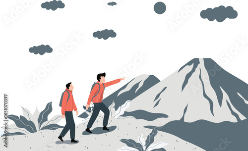 There is a little way to climb the mountain.