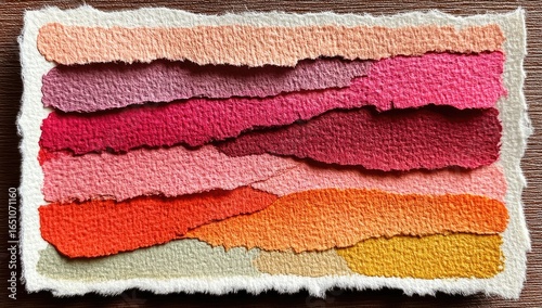 Abstract paper art piece with layered colors