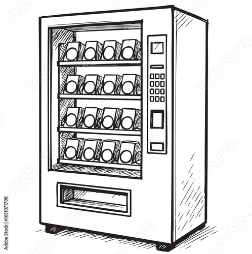 Vending machine icon. Vending machine with snacks and drinks. Vector illustration