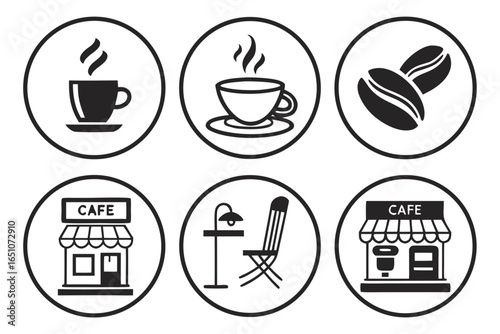 Collection of coffee and cafe icons isolated on white background