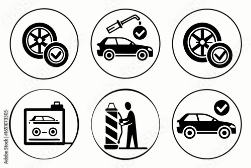 Set of car service and maintenance icons isolated on white background