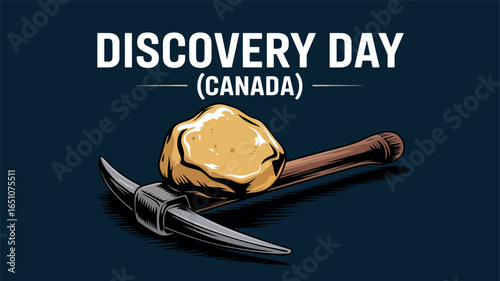 Discovery Day Canada with Gold Rock and Pickaxe Symbol Poster
