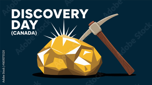 Discovery Day Canada with Gold Rock and Pickaxe Symbol Poster