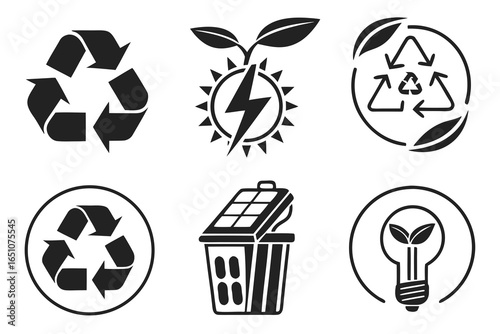 Collection of ecofriendly and recycling symbols isolated on white background