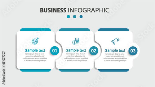 Business infographic template with 3 options or steps	
