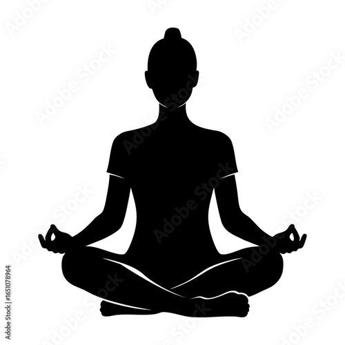 Woman in lotus yoga pose silhouette
