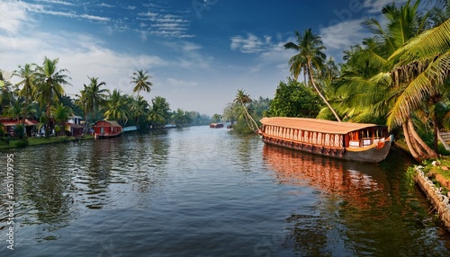 serene backwaters of kerala a tranquil journey amidst lush greenery and vibrant houseboats