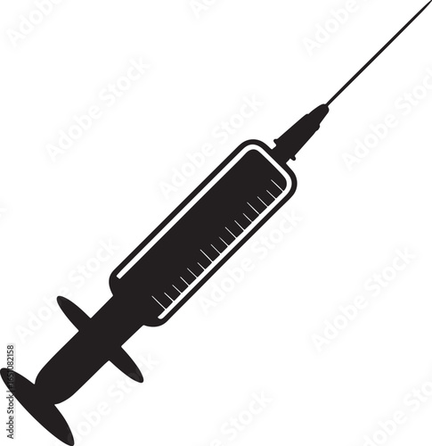 Syringe Silhouette Injection Vaccine Medical Treatment Healthcare Immunization Shot