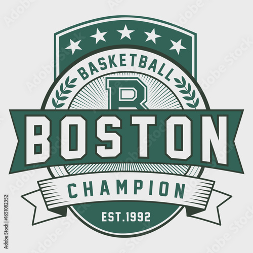 Basketball boston champion illustration vector logo for t-shirt design