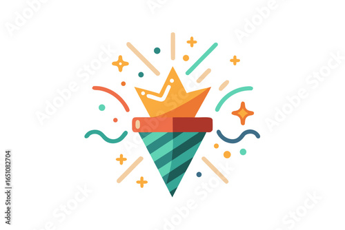 Minimal contemporary party popper icon with stylish geometric simple design
