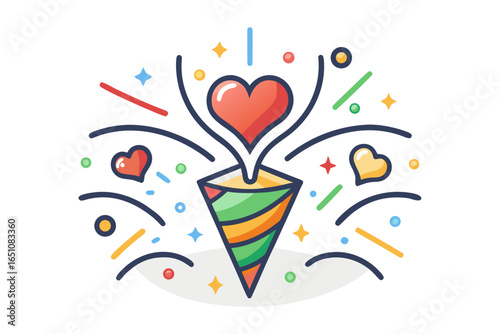 Premium festive icon of a party popper shooting high