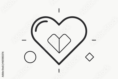 Premium heart outline element with balanced proportion style