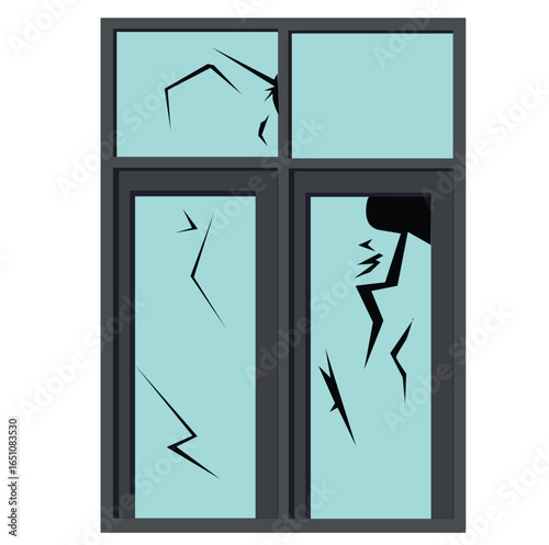Window with broken glass vector