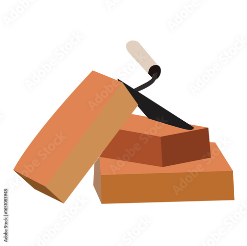 red brick. Red ceramic brick. Material for building, 